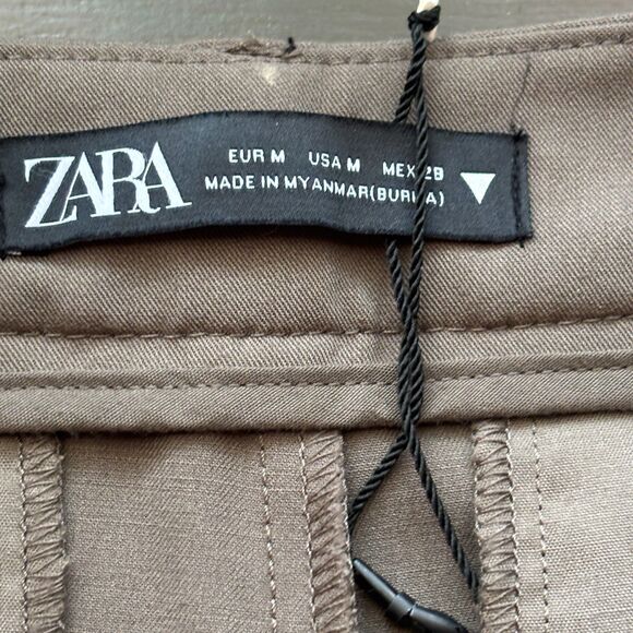 Zara Straight Leg Low Rise Brown Trousers Work Casual Pants Size M NWOT - Picture 11 of 14